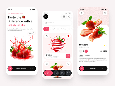 Fresh Fruits Delivery App – Juicy & Modern UI/UX Design app design clean dalivery app design ecommerce ecommerce app food app fresh fruit fruit app fruit mobile app grocery grocery delivery grocery store healthy food mobile app store app supermarket ui uiux vegetable