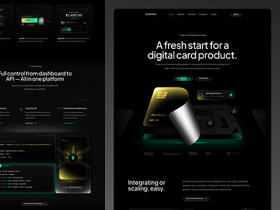 Swipeeely - Next level AI-powered digital card website design card credit card dark mode debit card digital card hero illustration illustration landing page modern money managemment payment payment card virtual card website
