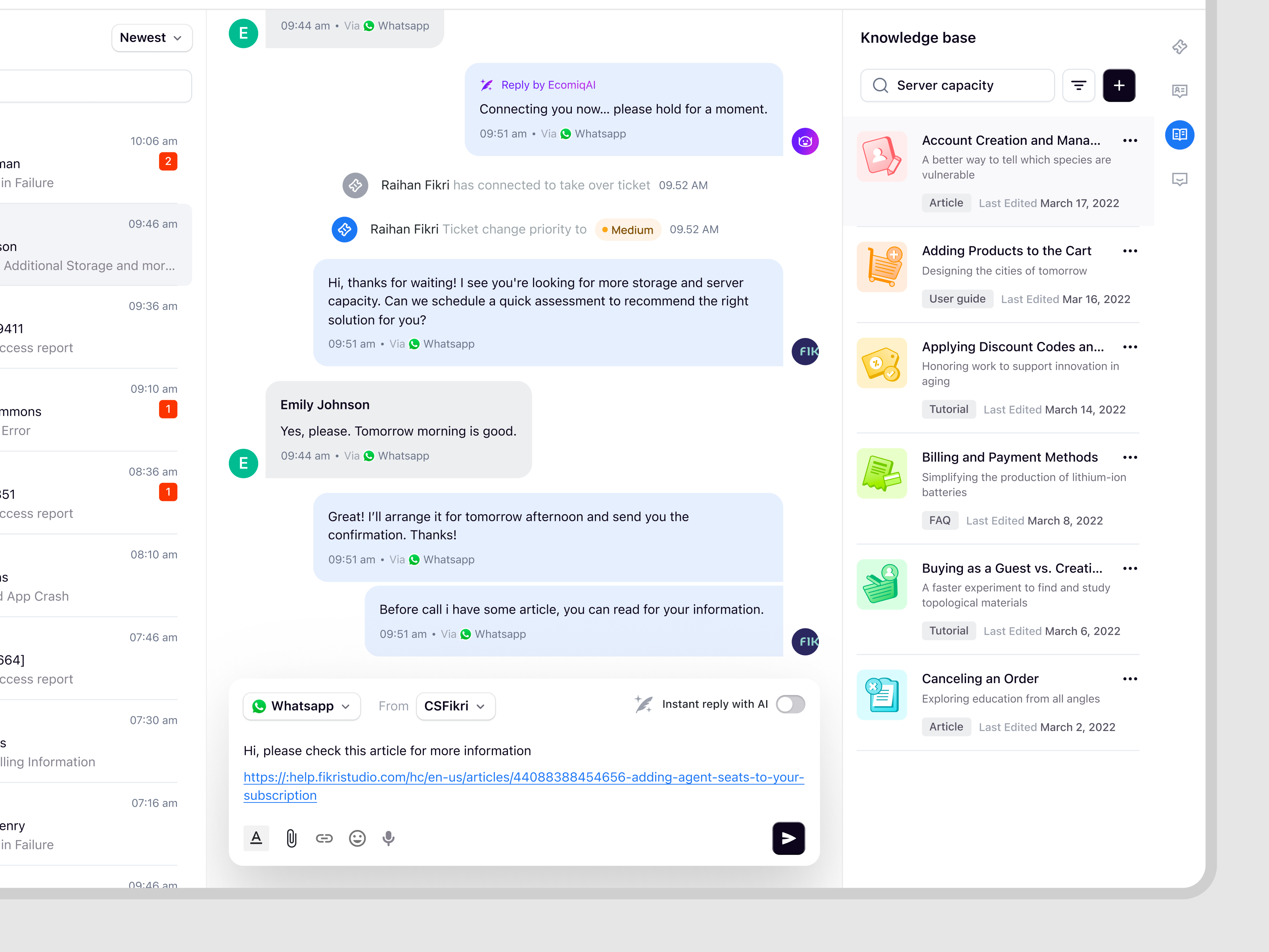 Ecomiq – Customer Ticket Request Management for SaaS E-Commerce crm customer service customer support dashboard e commerce marketplace online store order management product design saas saas design site builder ticket management ui ux web app web builder web design