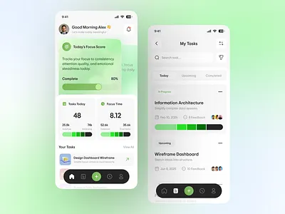 AI Smart Task & Focus Tracker ai android app app interface artificial intelligence chatbot deep learning ios machine learning mobile app mobile app ui product design project management task list task management task progress tasks todo ui ux