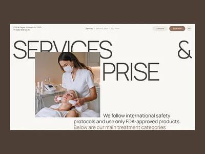 Page with services and price list for a cosmetology clinic clinic cosmetology design price services ui ux web design