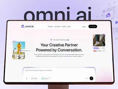 Omni.ai — Creative Automation Platform for AI-Generated Videos ai ai video ai video generator api automation chatbot creative platform futuristic ui landing page landing page design omni.ai product design radiyal ui ui design ux uxui web app web design website design