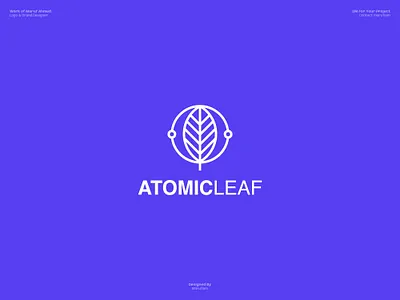 Atomic Leaf logo design. adobe illustrator brand identity brand logo branding guidelines branding mockup creative logo custom logo dribbble flat logo logo design logo design branding logo designer logo presentation logomark logos logotype marufiam modern logo visual identity
