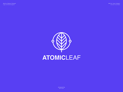 Atomic Leaf logo design. adobe illustrator brand identity brand logo branding guidelines branding mockup creative logo custom logo dribbble flat logo logo design logo design branding logo designer logo presentation logomark logos logotype marufiam modern logo visual identity