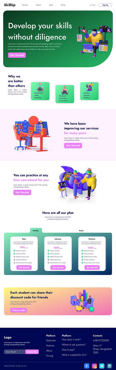 SkillUp Landing Page education landing page ui ux