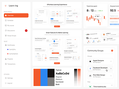 Elearning widgets bento branding card ui components course design yow edtech platform education education platform elearning elearning dashboard elearning landing page elearning website online course productivity saas saas dashboard saas landing page style guide widget
