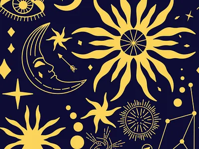 Mystical Starry Sky. Seamless pattern celestial fabric fashion gold moon mystic pattern seamless star textile