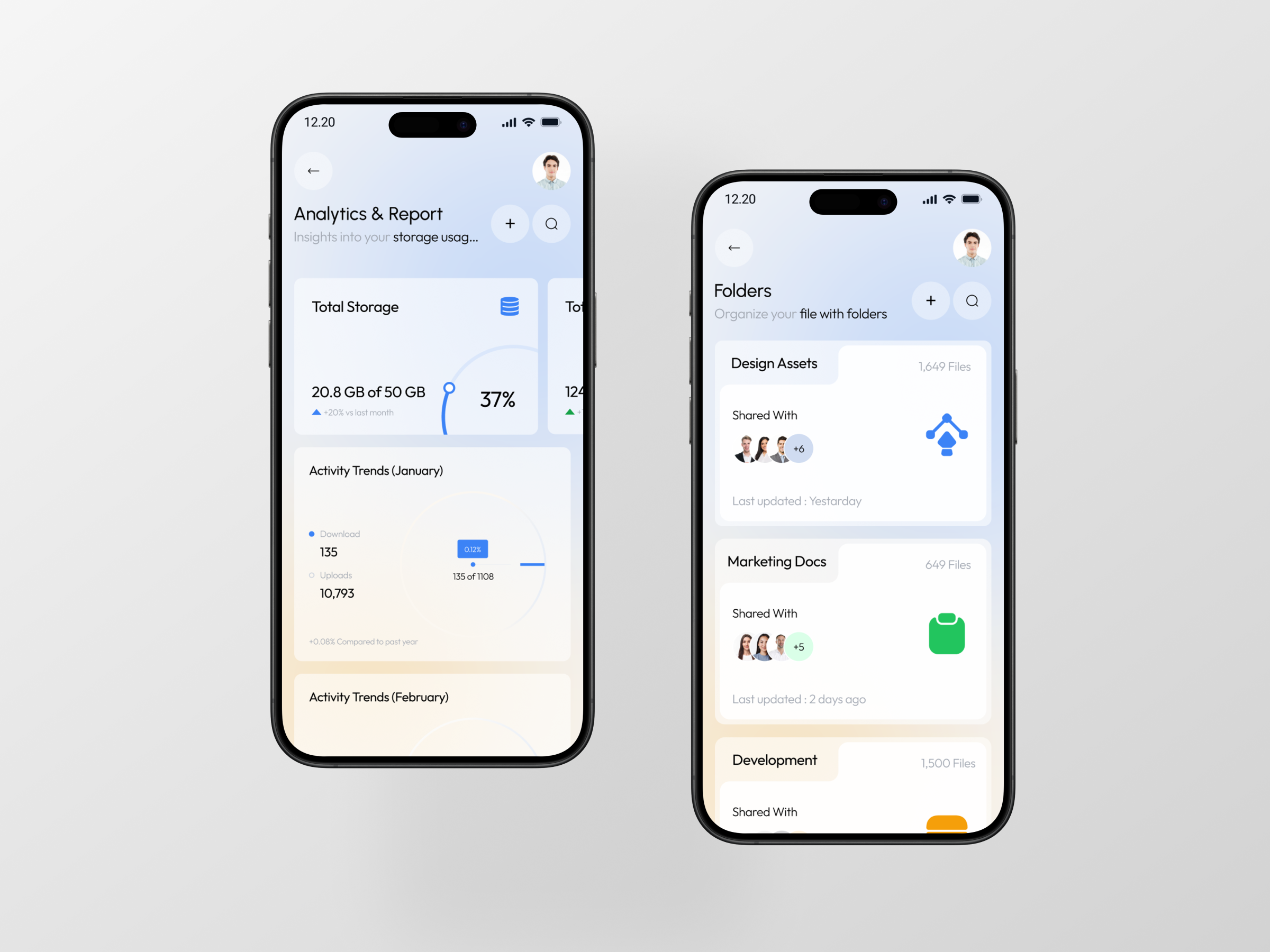 Cloud Storage App admin analytics app design cloud storage crm dashboard design file management folder mobile app product design saas storage ui ux web app