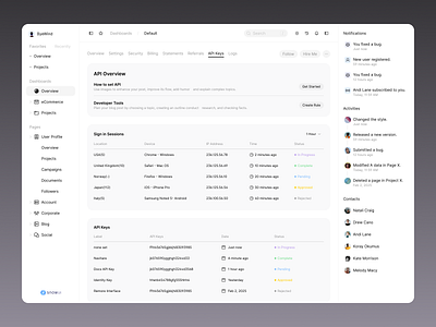 API Keys - SnowUI dashboard ui kit