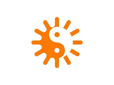 Sun Yin Yang Logo brand designer brand identity branding concept design flat fresh illustration illustrator jiu jitsu logo logo design logo designer minimal negative space orange sun sun logo wellness yin yang