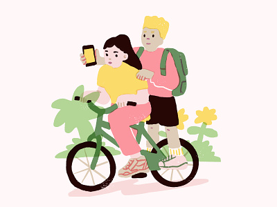 Riding a bike with you 🚴‍♀️ bike biking cycling design illustration riding a bike screenprinting sustainability sustainable texture