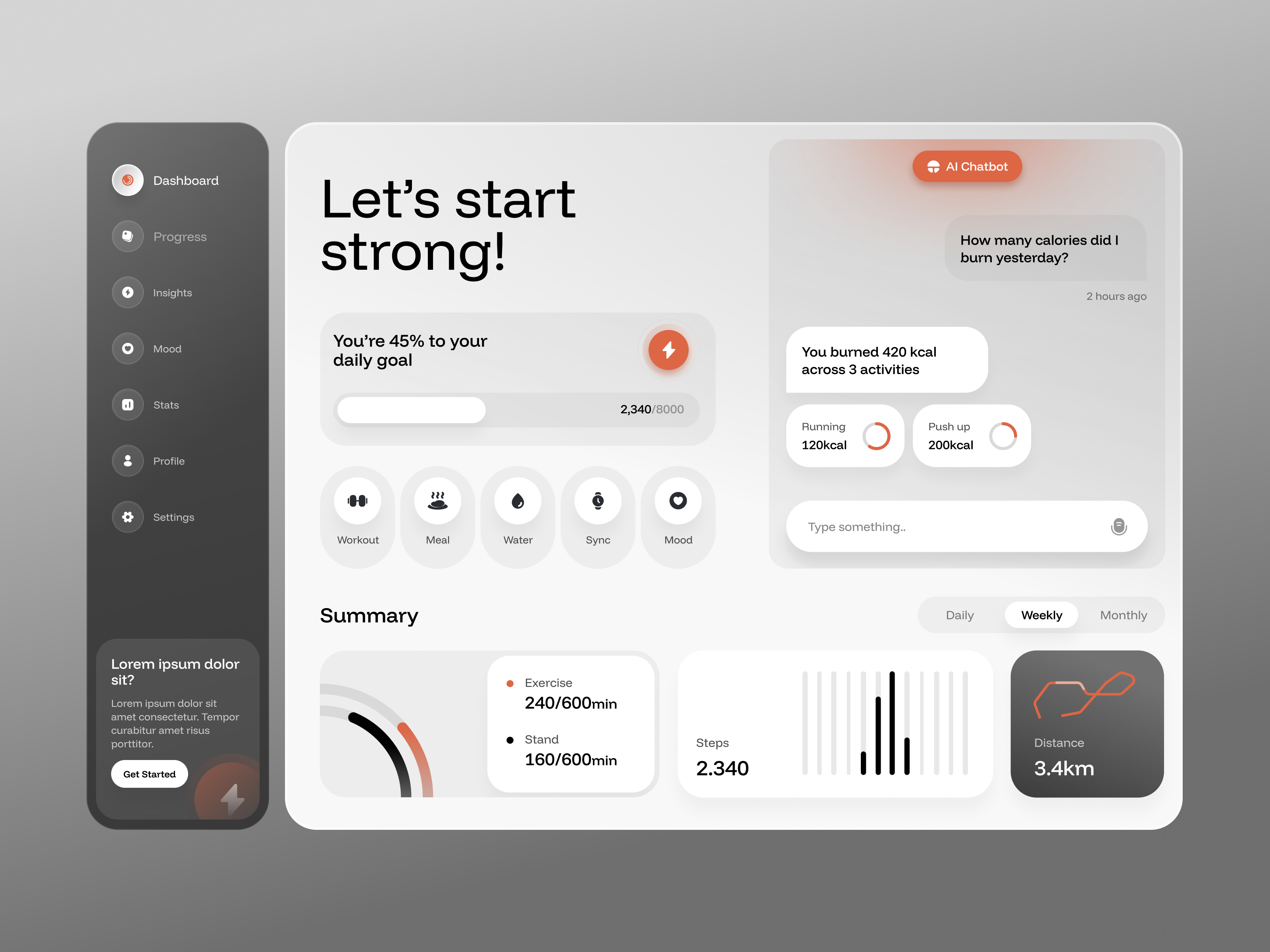 Example of AI-Driven Fitness App — Desktop Exploration