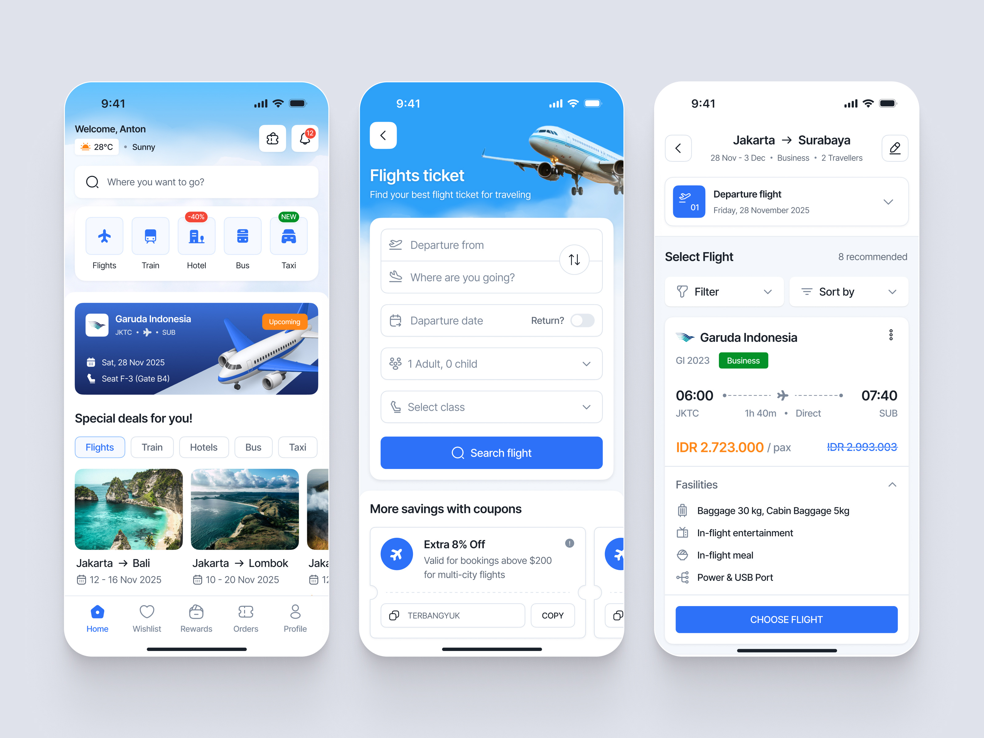 Transpeed - Flight Booking Mobile App airline app app concept app exploration blue ui booking flow clean ui flight booking minimal design mobile app mobile ui modern interface product design search filter ticket booking travel app travel deals travel platform ui design user experience ux design