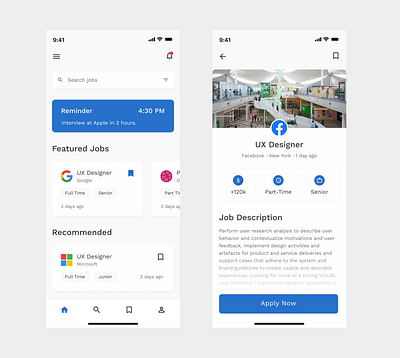 Job Finder Daily UI app app design job finder app ui ui design