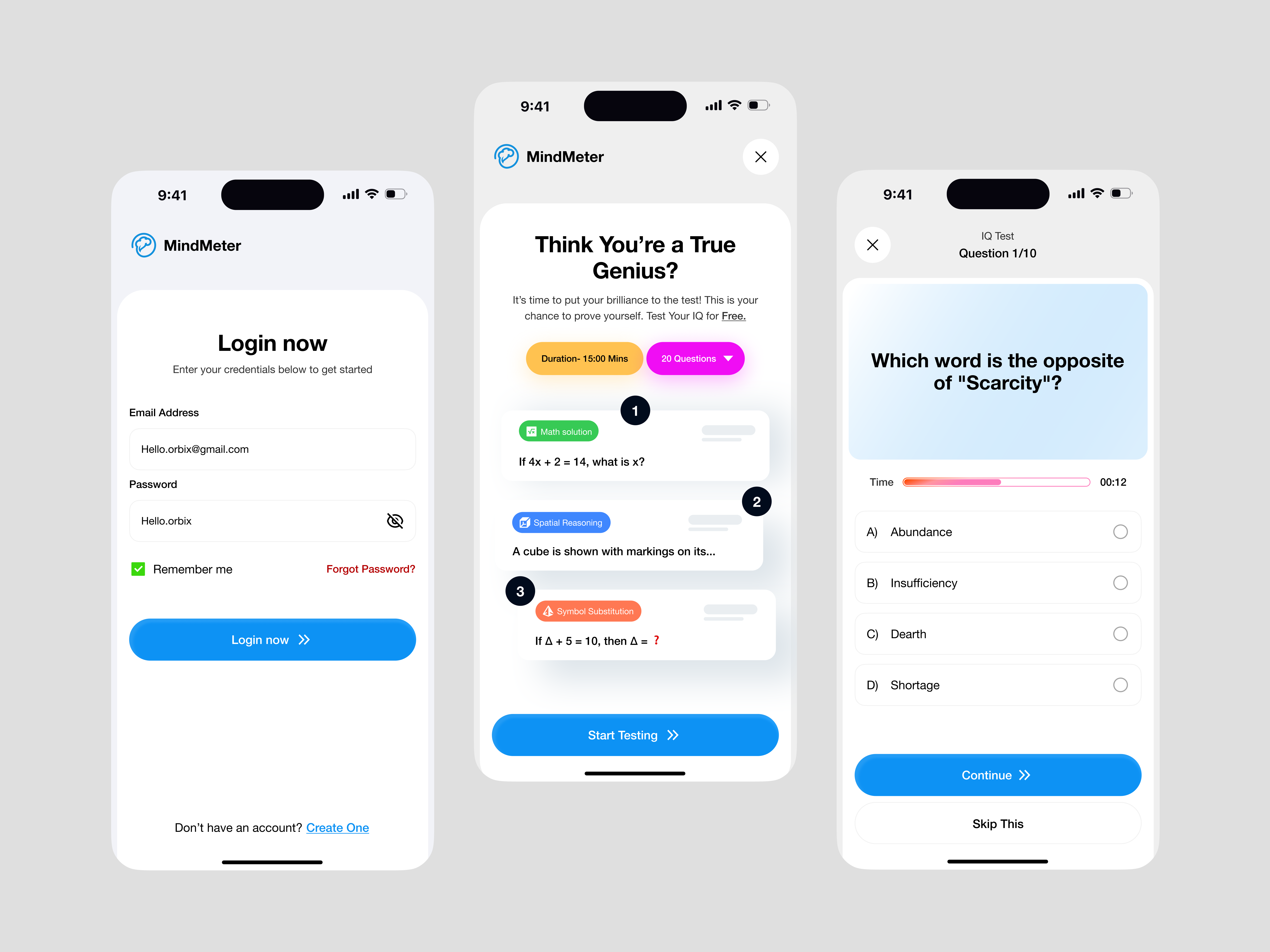 MindMeter Mobile App Gaming UI app app design app interfaces app screen design education educational app gaming ios app design login mobile mobile app mobile app design mobile application modern app ui product design ui ux