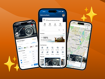 🚘 Car Wash App - UI Mobile blue design car wash car wash app car wash app mobile car wash mobile app car wash ui mobile design dashboard mobile detail mobile homepage mobile maps mobile maps ui mobile mobile app