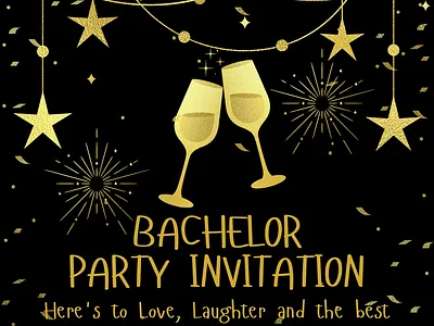 Glam & Shine - Bachelor Party Invitation Design bachelor black gold graphic design happy invitation party ui