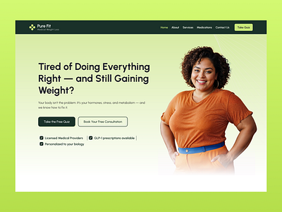 Pure Fit - Fitness Website branding custom website design figma design graphic design logo ui ui ux design user interface design web design website design