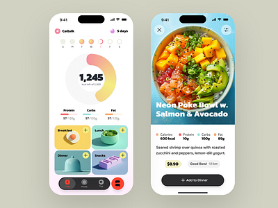 Mobile App UI — AI Nutrition Coach (iOS) ai app app design calorie tracker dashboard food foodtech health health app ios ios app meal planner mobile mobile app mobile designer nutrition recipe swiftui ui