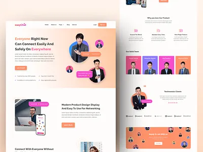EasyChat - Online App Startup Landing Page app startup apps elementor landing page product design saas saas website showcase startup website stratup template ui design uiux website wordpress