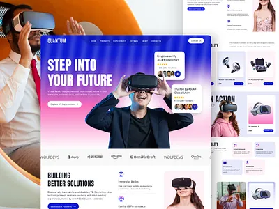 Quantam - Virtual Reality Shop Landing Page Website UI apple vision pro arvr augmented reality b2b company website ecommerce landing page radiyal sales tech technology ui ui design virtual reality vr vr company vr streaming web design web ui design website design