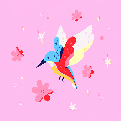 Dreamy Hummingbird bird illustration