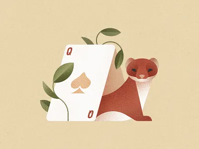 Ermine animals card ermine geometric illustration label nature noai packaging plant