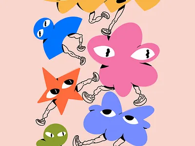 Running Lumps, Spikes and Eyes character design graphic design illustration running shapes
