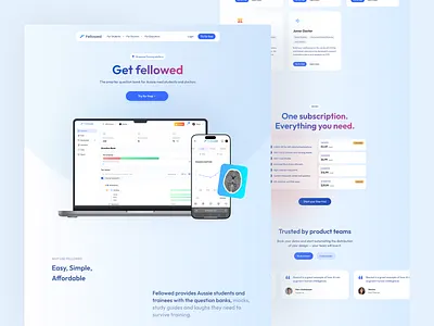 Question Bank Landing Page edtech gradient landing page medtech pricing ui web webdesign website