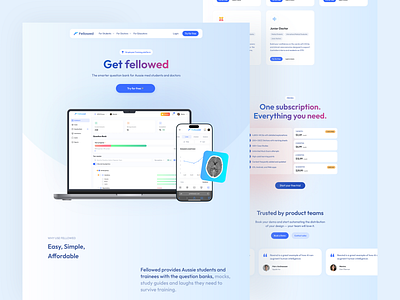 Question Bank Landing Page edtech gradient landing page medtech pricing ui web webdesign website