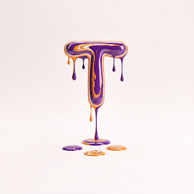 3D Letter T – Liquid Energy 3d typography alphabet series creative experiment digital art liquid design material typography