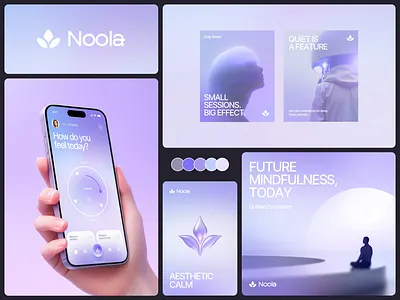 Meditation Branding — Logo, Visual Identity animation app design branding logo and branding mobile app meditation soft gradients wellness branding