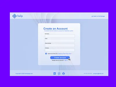 Create an Account register ui ux