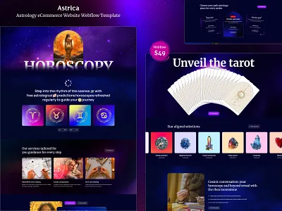 Astrica - Astrologer Ecommerce Website Webflow Template astrologer astrology ecommerce ecommerce webflow template fortune telling website horoscope online horoscope responsive seo friendly star sign website uiux web design web development webflow webflow template webflow website