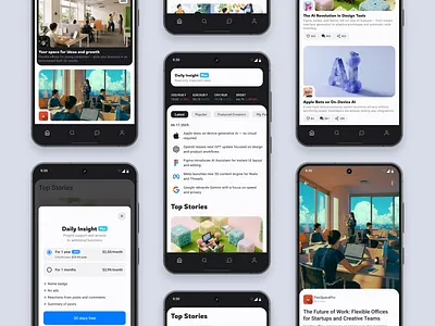 Daily Insight — mobile news app for the curious mind android app concept button dailynews icons mobile app mobileapp newspage subscription