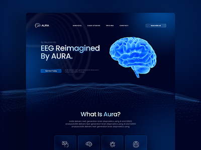UIUX design for AURA — AI-powered EEG Platform ai ai concept ai design ai website eeg platform landing page ui ui design uiux ux web design web ui website design