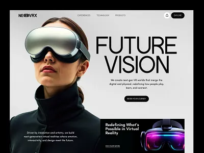 Neovrx - VR Product E-commerce Website| Header Exploration ai digitalexperience ecommerce ecommercewebsite futuristicdesign header header design hero section seative tech techbrand technology top design agency ui ux virtualreality vr vrdesign web design