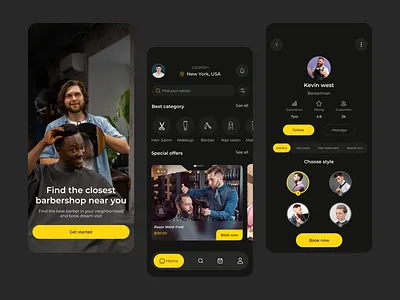 StyleConnect – Find Your Perfect Barber App barber barber shop barbershop beauty salon booking app enterpreneur hair cut hair salon hair stylist hairdresser hairstyle ios man care mobile mobile app mobile design scissors ui ui design ux