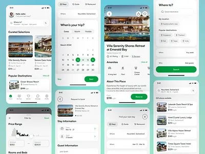 Hotel Booking App app design booking app clean design hotel booking app hotel finder app minimal design mobile travel app vacation planner app