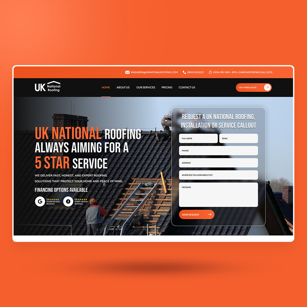 UK NATIONAL ROOFING REDESIGN WEBSITE app branding design elementor graphic design illustration landing page logo roofing shop ui uiux uk roofing vector viral web web design website website design wordpress