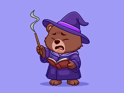 Fail Bear Wizard animal bear branding cartoon character design graphic design illustration logo mascot ui wizard
