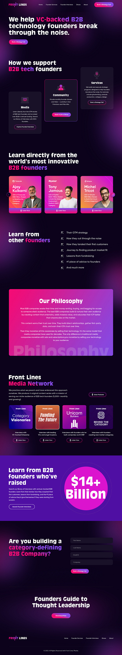 Front Lines branding graphic design home page ui we website design