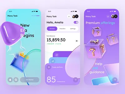 Productivity App - Modern 3D IOS UI Kit Design 3d design 3d ui design app design clean ui interface ios mobile app mobile app design product design productivity productivity app task manager uiux ux design