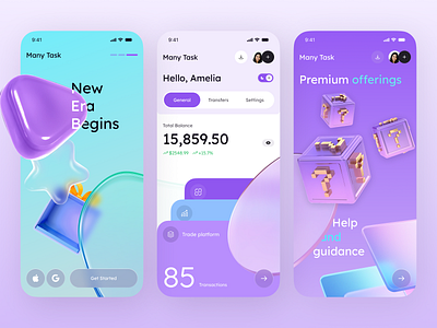 Productivity App - Modern 3D IOS UI Kit Design 3d design 3d ui design app design clean ui interface ios mobile app mobile app design product design productivity productivity app task manager uiux ux design