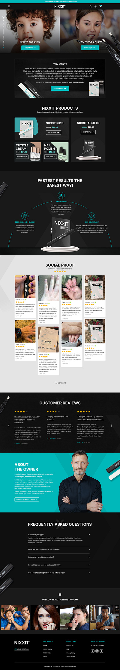 NIXXIT branding ecommerce nail biting tools design ui we website design