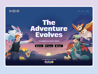 EvoCreod II - Game Landing Page Redesign app branding design illustration landing page redesign ui ux