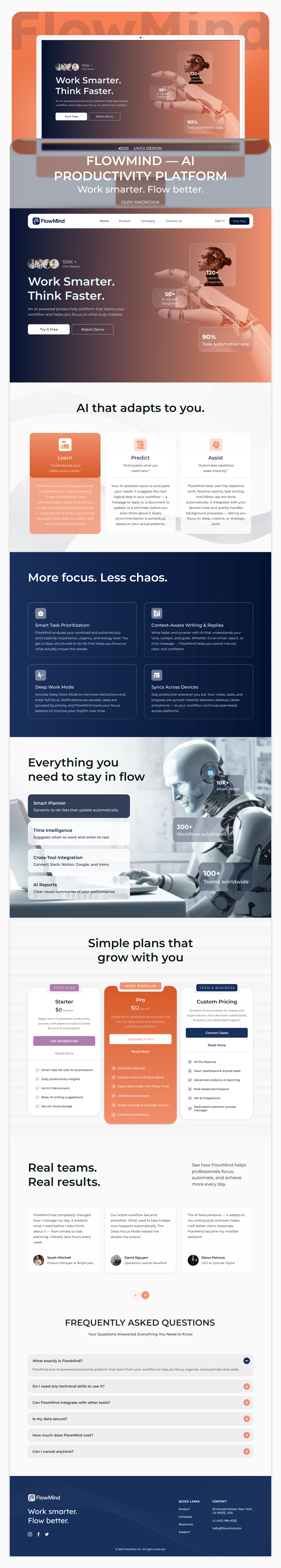 FLOWMIND — AI PRODUCTIVITY PLATFORM ai branding chatgpt design figma graphic design ui uiux ux web design