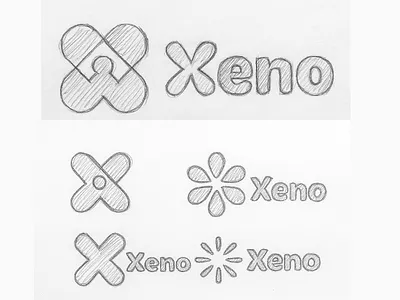 Xeno — Hand-Drawn Logo Sketch Exploration for a Streetwear Brand best logos bold logo brand identity branding clothing logo graphic design identity initial logo lettermark logo logo designer near me logo explorations logo sketch logos minimal sketch startup logo streetwear x logo