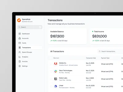 Transaction Management Web Dashboard dashboard data visualization design system finance dashboard fintech interface design product design saas design transaction management ui design ux ui web app design