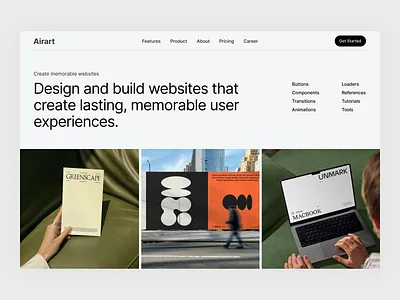 Airart AI Website UI ai ai automation design tool landing page modern no code saas ui web design website website builder